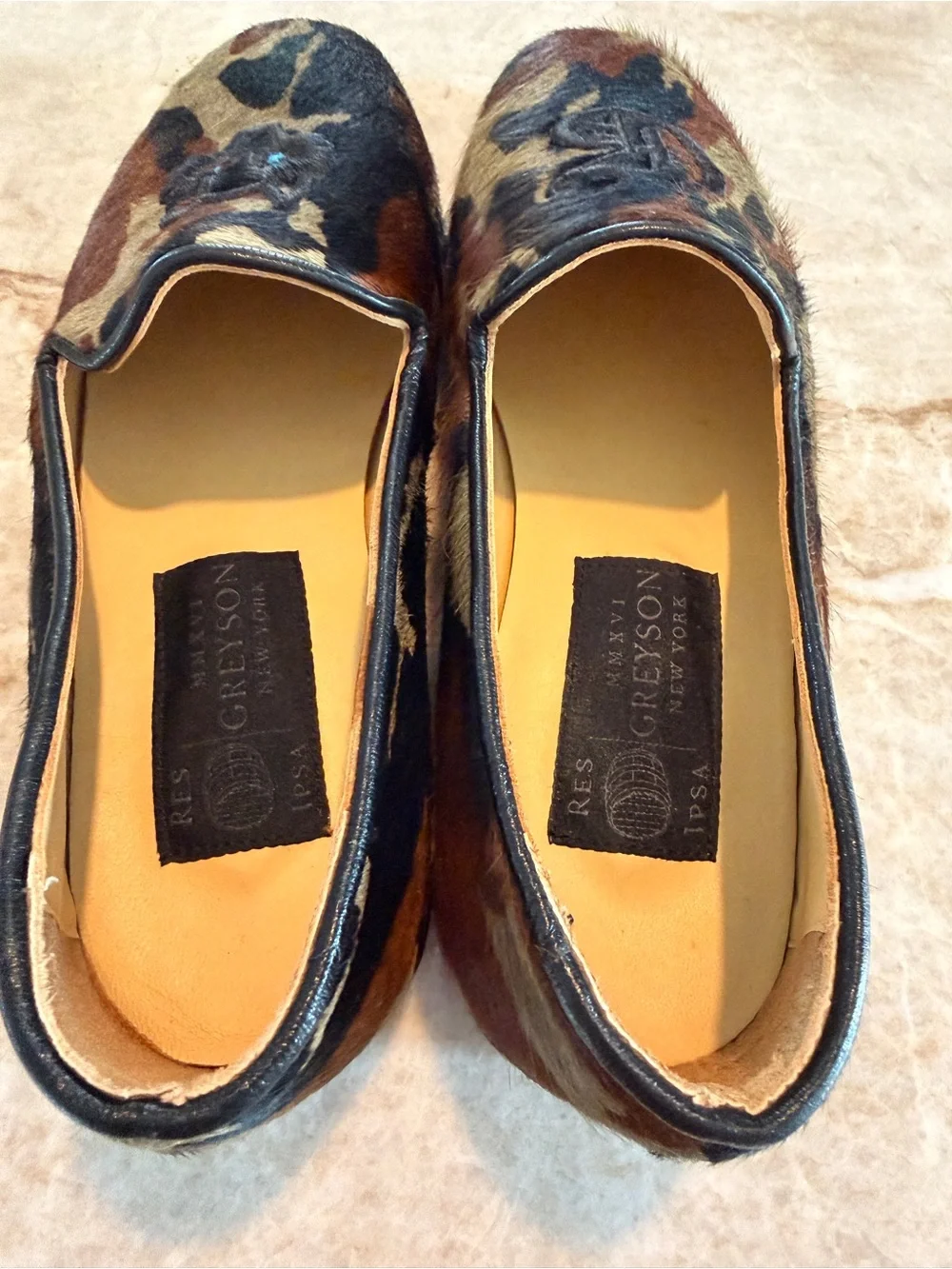 Greyson Men's Camouflage Haircalf Slip-On Loafers with Embroidered Motifs